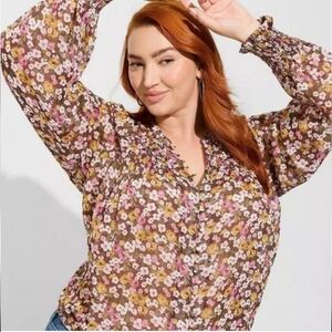 Torrid Blouse Floral Blouse Top